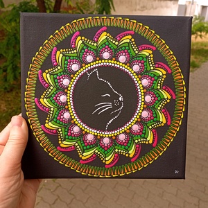 Pontozott mandala Cicus - művészet - festmény - festmény vegyes technika - Meska.hu