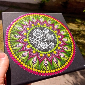 Pontozott mandala Virágok - művészet - festmény - festmény vegyes technika - Meska.hu