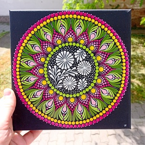 Pontozott mandala Virágok, Művészet, Festmény, Festmény vegyes technika, Festészet, MESKA