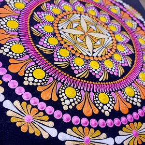 Pontozott mandala Pink - sárga - művészet - festmény - festmény vegyes technika - Meska.hu