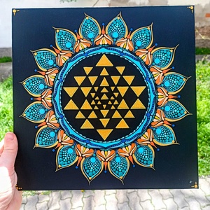 Pontozott mandala Yantra szimbólummal - művészet - festmény - festmény vegyes technika - Meska.hu