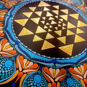Pontozott mandala Yantra szimbólummal - művészet - festmény - festmény vegyes technika - Meska.hu