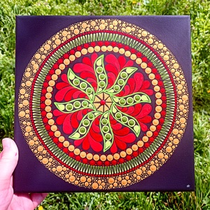 Pontozott mandala Stabilitás, Művészet, Festmény, Festmény vegyes technika, Festészet, MESKA