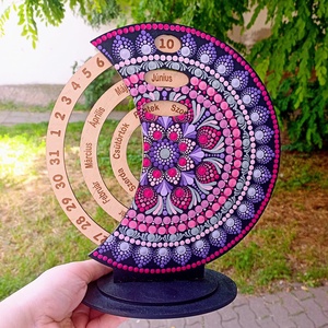 Pontozott mandalás öröknaptár, pink-lila - Meska.hu