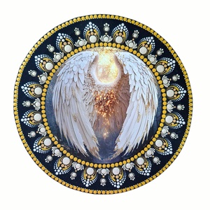 Arany-fekete angyalszárny mandala fém betéttel � 30 cm - Meska.hu