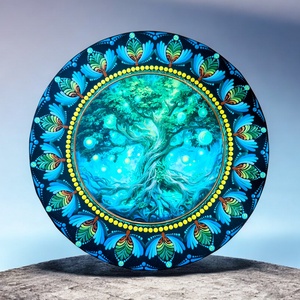 Mesebeli életfa mandala, 30 cm, fém betéttel  - Meska.hu