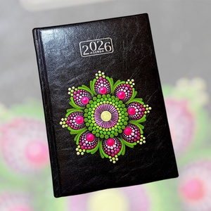 Pontozott mandalás határidőnapló, 2026-os, Szívcsakra virág - Meska.hu