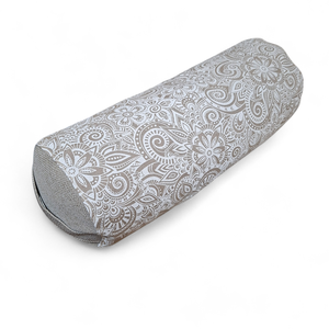 Mini henger párna tönköly pelyvával töltve, beige-fehér, kasmír mintás - Meska.hu