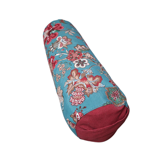 Henger párna tönköly pelyvával töltve, Türkiz-bordó virágos - Meska.hu