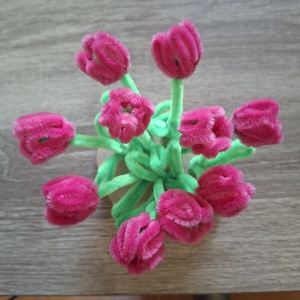  Zsenília tulipán kertecske, sötét rózsaszín - Bolyhos Botanika - otthon & életmód - dekoráció - asztal és polc dekoráció - asztaldísz - Meska.hu