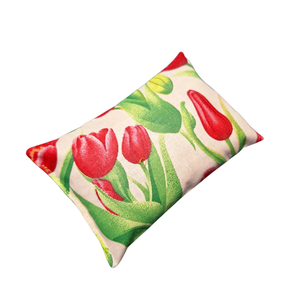 Babzsák 10X15cm, beige alapon piros tulipán - Meska.hu