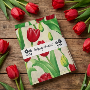 Textil szalvéta 2db, beige alapon piros tulipános, Nőnapi, Otthon & Életmód, Konyhafelszerelés, tálalás, Konyhai textil, Szalvéta, Varrás, MESKA