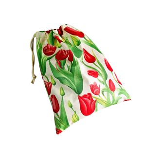 Tisztasági zsák és szalvéta (2db) szett,  oviba, suliba, beige, piros tulipános - játék & sport - ovis felszerelés - egyéb ovis kiegészítő - Meska.hu