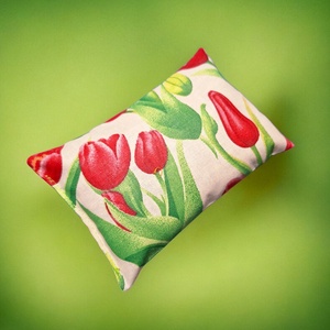 Ülőpárna+textilszalvéta 2db+babzsák+tisztasági zsák szett oviba, suliba, beige, piros tulipánok - játék & sport - ovis felszerelés - egyéb ovis kiegészítő - Meska.hu