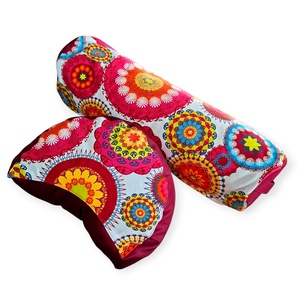 Henger és félhold párna szett tönköly pelyvával töltve, bordó, színes mandalás - játék & sport - sport és kikapcsolódás - jóga, pilates, torna - jógapárna - Meska.hu