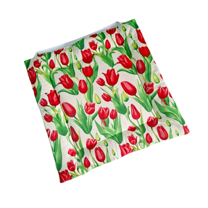 Iskolai ülőpárna székre, beige alapon piros tulipános - otthon & életmód - babaszoba, gyerekszoba - iskolai ülőpárna - Meska.hu