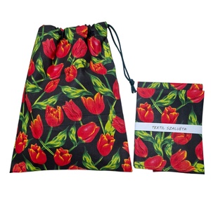 Tisztasági zsák és szalvéta (2db) szett,  oviba, suliba, fekete, piros tulipános, Játék & Sport, Ovis felszerelés, Egyéb ovis kiegészítő, Varrás, MESKA