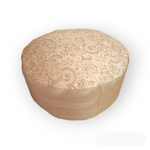 Meditációs, jóga ülőpárna tönköly pelyvával töltve, Bege-fehér, kasmír mintás - játék & sport - sport és kikapcsolódás - jóga, pilates, torna - jógapárna - Meska.hu