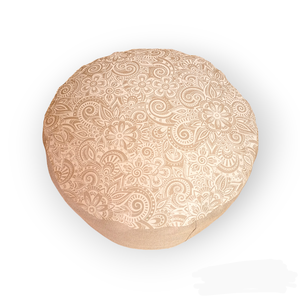 Meditációs, jóga ülőpárna tönköly pelyvával töltve, Bege-fehér, kasmír mintás - játék & sport - sport és kikapcsolódás - jóga, pilates, torna - jógapárna - Meska.hu