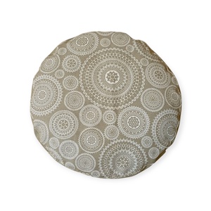 Meditációs, jóga ülőpárna tönköly pelyvával töltve, Bege-fehér, csipke mintás - játék & sport - sport és kikapcsolódás - jóga, pilates, torna - jógapárna - Meska.hu