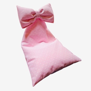 Nyuszifüles mini babzsák mobiltartó halvány rózsaszín pöttyös, masnival - otthon & életmód - tárolás & rendszerezés - asztali telefontartó - Meska.hu