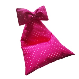 Nyuszifüles mini babzsák mobiltartó halvány pink, pöttyös, masnival, Otthon & Életmód, Tárolás & Rendszerezés, Asztali telefontartó, Varrás, MESKA