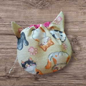 Cicafüles összehúzható zsákocska neszeszer, cicás - táska & tok - neszesszer - Meska.hu