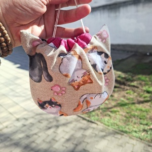 Cicafüles összehúzható zsákocska neszeszer, cicás - táska & tok - neszesszer - Meska.hu