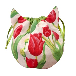 Cicafüles összehúzható zsákocska neszeszer, tulipános , Táska & Tok, Neszesszer, Varrás, MESKA