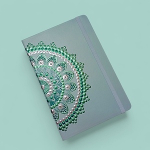 Pontfestett mandalás jegyzetfüzet vonalas, menta, zöld ,ezüst - Meska.hu