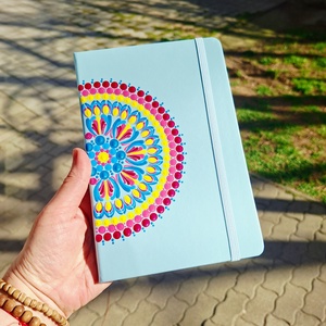 Pontfestett mandalás jegyzetfüzet vonalas, menta - kék, rózsaszín - otthon & életmód - papír, írószer - jegyzetfüzet & napló - Meska.hu