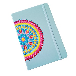 Pontfestett mandalás jegyzetfüzet vonalas, menta - kék, rózsaszín - Meska.hu