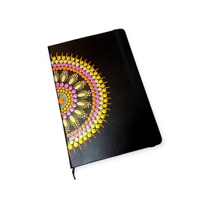 Pontfestett mandalás jegyzetfüzet vonalas, fekete - sárga, pink - otthon & életmód - papír, írószer - jegyzetfüzet & napló - Meska.hu