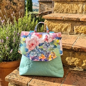 GabO hátizsák Menta, akvarel virágos - Meska.hu