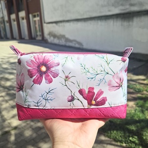 Pink virágos neszeszer - táska & tok - neszesszer - Meska.hu