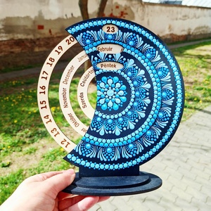 Pontozott mandala fa öröknaptár, Kék - Meska.hu