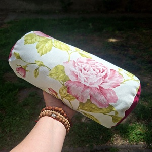 Henger párna tönköly pelyvával töltve, 14X30cm, Rózsás - játék & sport - sport és kikapcsolódás - jóga, pilates, torna - jógapárna - Meska.hu