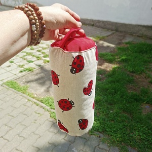 Henger párna tönköly pelyvával töltve, 14X30cm, Katicás - játék & sport - sport és kikapcsolódás - jóga, pilates, torna - jógapárna - Meska.hu
