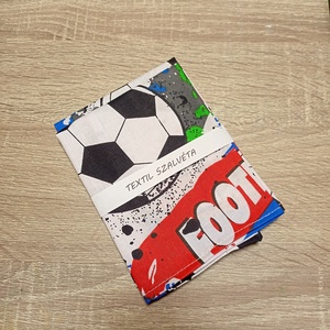 Textil szalvéta 2db, Focis, piros-kék - Meska.hu