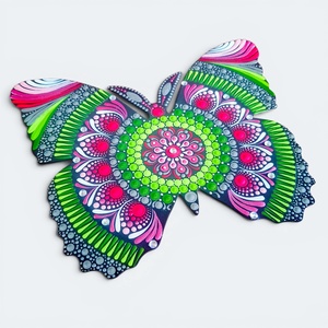 Pontozott pillangó pink-zöld-fehér falikép - otthon & életmód - dekoráció - spiritualitás - mandala - Meska.hu