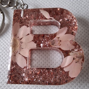 Rózsaarany, betűs kulcstartó valódi virágokkal, Táska & Tok, Kulcstartó & Táskadísz, Kulcstartó, Mindenmás, MESKA