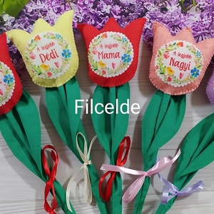 Anyák napi filc tulipán , Otthon & Életmód, Dekoráció, Asztal és polc dekoráció, Asztaldísz, Varrás, MESKA