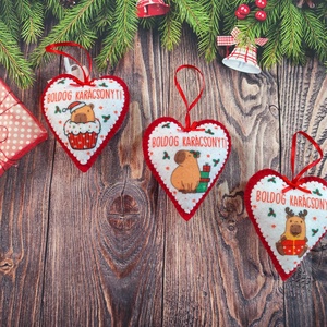 Karácsonyi filc szív - Meska.hu