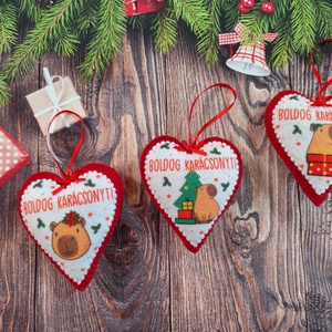 Karácsonyi filc szív - Meska.hu