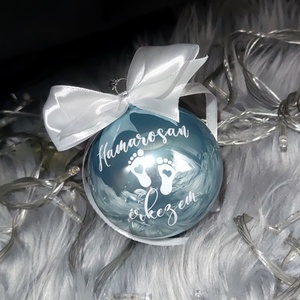 Babaváró üveg gömb (fiús, fényes) - karácsony - karácsonyi lakásdekoráció - karácsonyfadíszek - Meska.hu