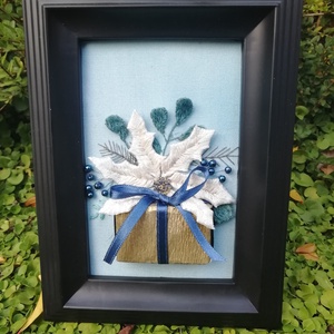 Különleges hímzett kép, Karácsony, Karácsonyi lakásdekoráció, Karácsonyi lakásdíszek, Hímzés, MESKA