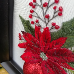 Különleges hímzett kép, Karácsony, Karácsonyi lakásdekoráció, Karácsonyi lakásdíszek, Hímzés, MESKA