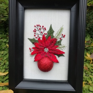 Különleges hímzett kép - karácsony - karácsonyi lakásdekoráció - karácsonyi lakásdíszek - Meska.hu