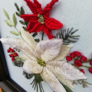 Különleges hímzett kép, Karácsony, Karácsonyi lakásdekoráció, Karácsonyi lakásdíszek, Hímzés, MESKA