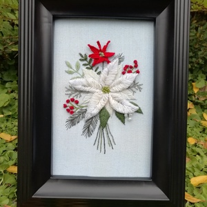 Különleges hímzett kép - karácsony - karácsonyi lakásdekoráció - karácsonyi lakásdíszek - Meska.hu